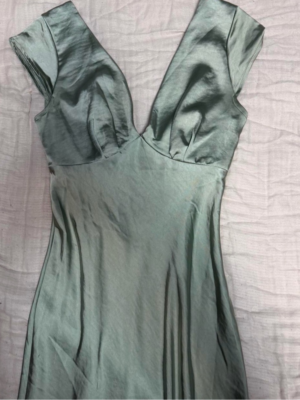 Amazon Satin V-Neck Chemise in Sage Green